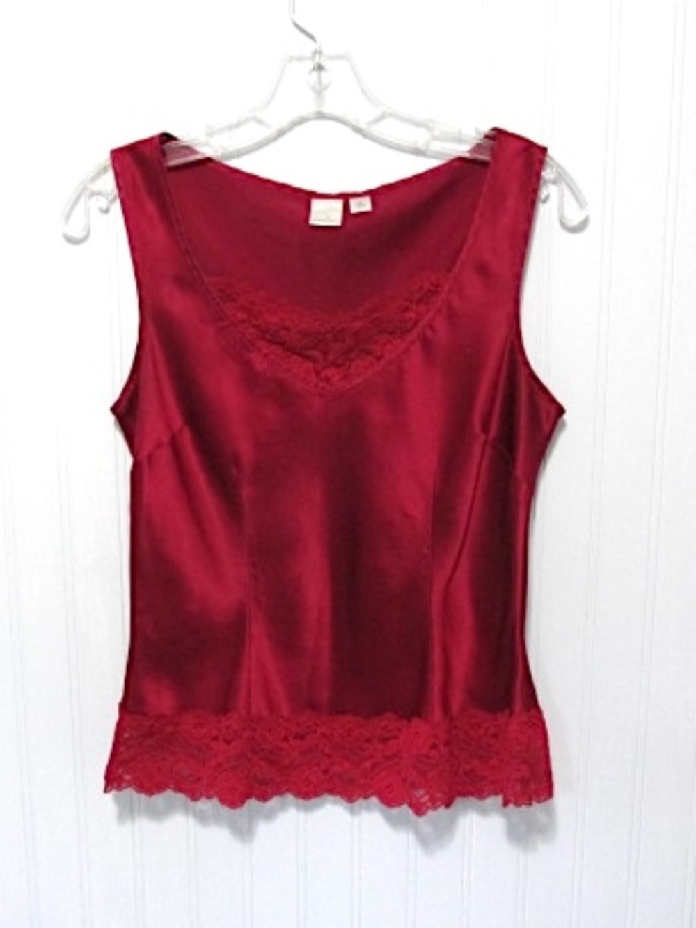 Nordstrom Dark Red Lace Trim Sleeveless Silk Camisole, Size S